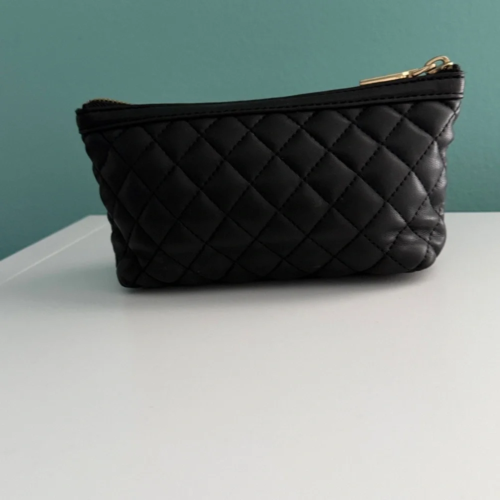 Love Moschino Black Quilted Faux Leather Women's Cosmetic Bag